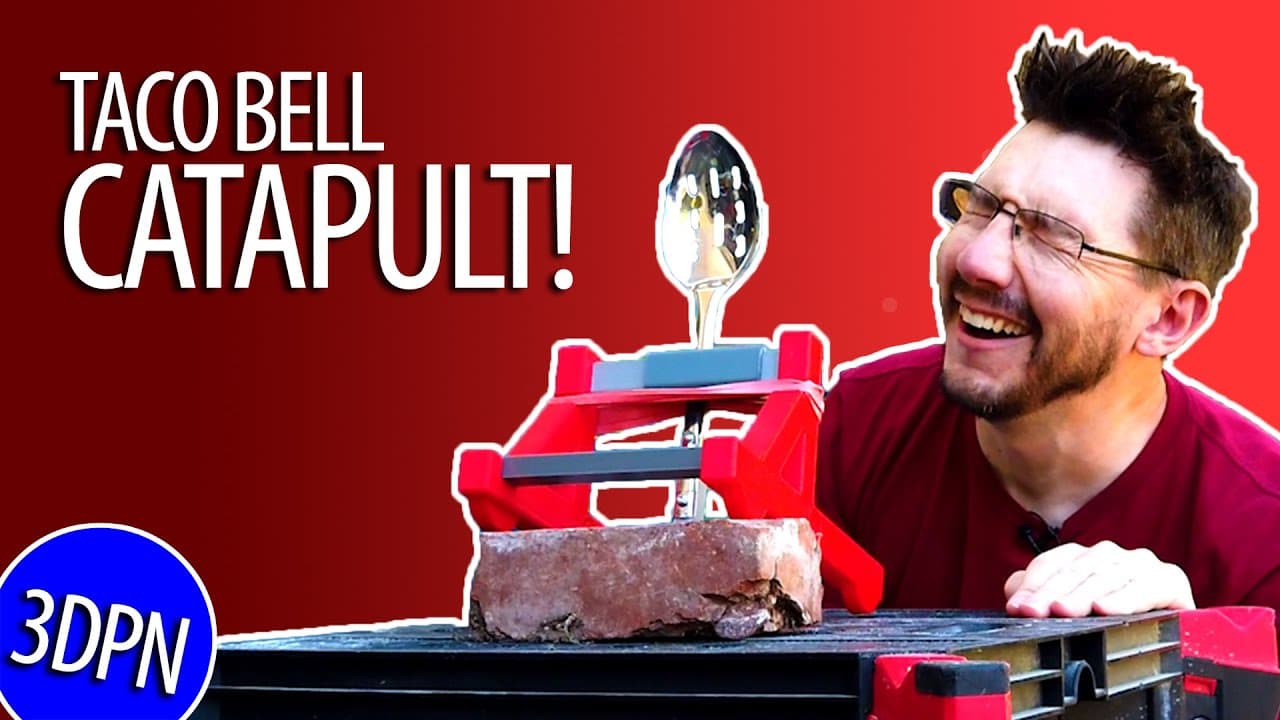 3D Printer Makes a Taco Bell Sauce Catapult - WE TEST IT